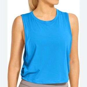 CRZ Yoga Athletic Tank with Side Knot Detail in Blue Size S